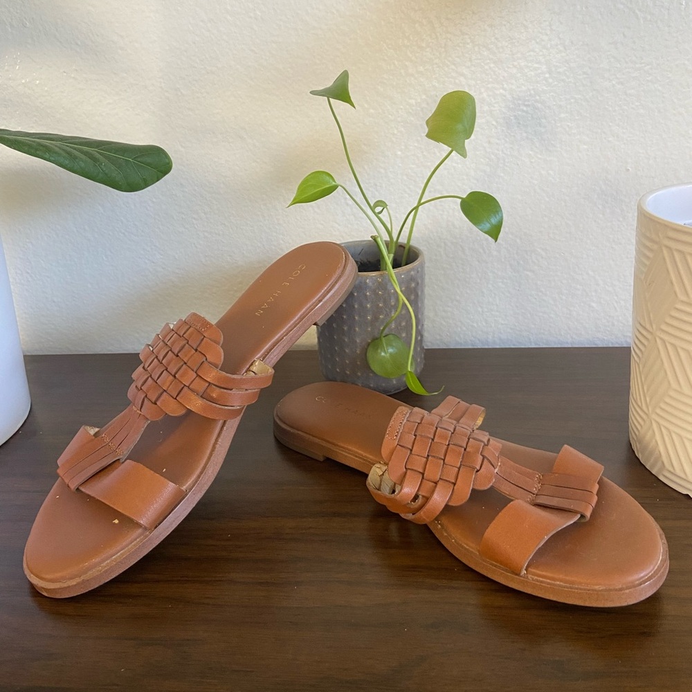 Cole Haan Woven Leather Sandals in Brown